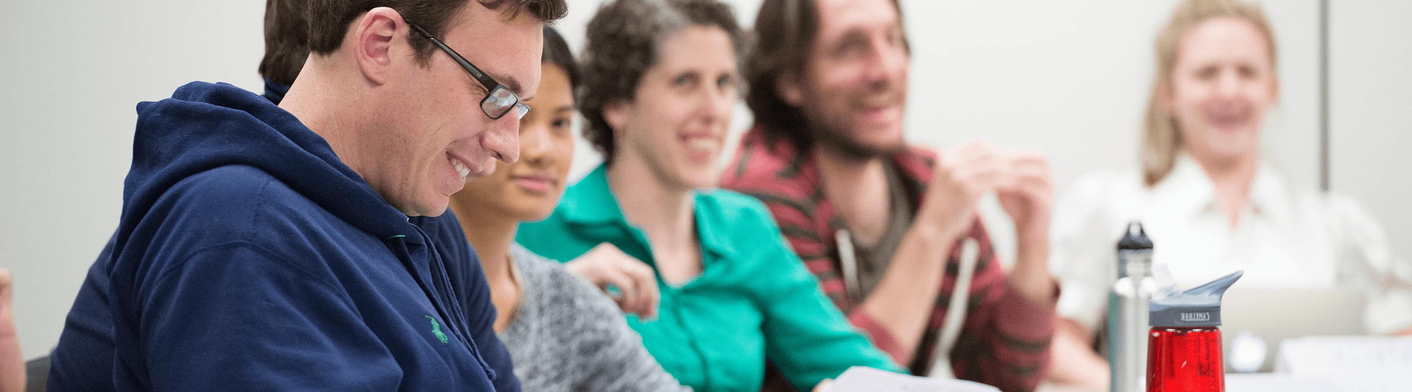 Group of smiling adult students